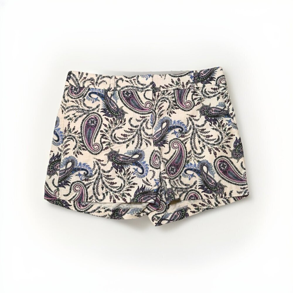 Loft Shorts Womens 6 Cream Paisley Print Summer Casual Day Out Modern Riviera